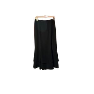 Adrianne Papell Black Nylon Layered Evening Maxi Skirt Size 10